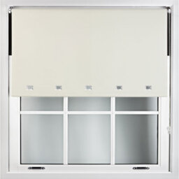 Furnished Blackout Roller Blinds With Square Eyelets And Metal Fittings- Cream Trimmable (W)65Cm (L)165Cm