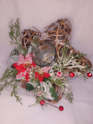 Garden Store Direct Twig Wrapped Star Centrepiece Candle Holder With Poinsettia And Berry Frosted Décor - thumbnail 5