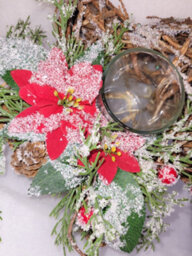 Garden Store Direct Twig Wrapped Star Centrepiece Candle Holder With Poinsettia And Berry Frosted Décor - thumbnail 4