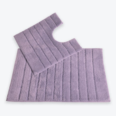Allure Bath Fashions Ribbed Two Piece Bath Mat & Toilet Mat Set - Heather - image 1