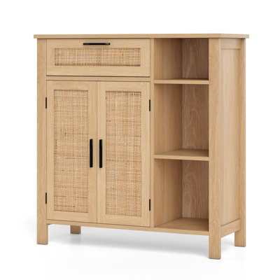 Costway Buffet Sideboard Boho Storage Cabinet With Rattan Woven Doors - image 1
