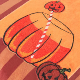 furn. Furn Pumpkin Spice Striped Velvet Polyester Filled Cushion, Orange, 45 X 45 Cm - thumbnail 3