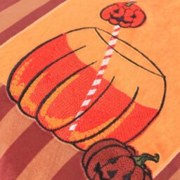 furn. Furn Pumpkin Spice Striped Velvet Polyester Filled Cushion, Orange, 45 X 45 Cm - thumbnail 4