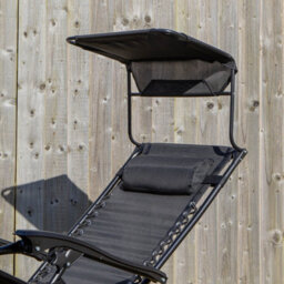 Samuel Alexander Set Of 2 Multi Position Garden Gravity Relaxer Chair Sun Lounger With Sun Canopy In Black - thumbnail 5