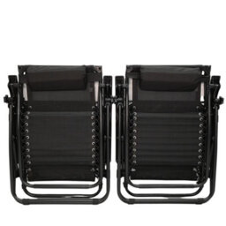 Samuel Alexander Set Of 2 Multi Position Garden Gravity Relaxer Chair Sun Lounger With Sun Canopy In Black - thumbnail 4