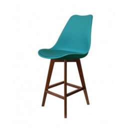 Fusion Living Soho Teal Plastic Bar Stool With Dark Wood Legs - thumbnail 1