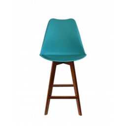 Fusion Living Soho Teal Plastic Bar Stool With Dark Wood Legs - thumbnail 6