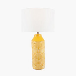 Pacific Lifestyle Set Of 2 Bethan Embossed Mustard Ceramic Table Lamp - thumbnail 3