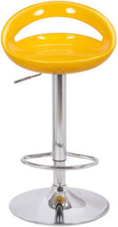 Lamboro Sorrento Swivel Breakfast Bar Stool, Chrome Stem, Height Adjustable Swivel Gas Lift, Home & Kitchen Plastic Barstool, Yellow - thumbnail 3