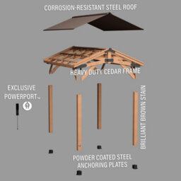 Backyard Discovery Norwood Cedar Wood Outdoor Patio Gazebo With Powerport 4.4Mx 3.1M (14Ft X 10Ft) - thumbnail 9