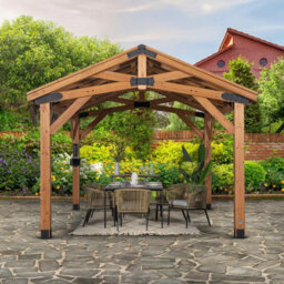 Backyard Discovery Norwood Cedar Wood Outdoor Patio Gazebo With Powerport 4.4Mx 3.1M (14Ft X 10Ft) - thumbnail 1