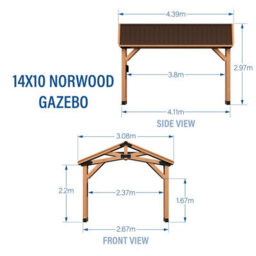Backyard Discovery Norwood Cedar Wood Outdoor Patio Gazebo With Powerport 4.4Mx 3.1M (14Ft X 10Ft) - thumbnail 5