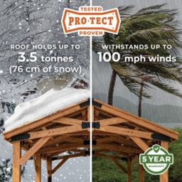 Backyard Discovery Norwood Cedar Wood Outdoor Patio Gazebo With Powerport 4.4Mx 3.1M (14Ft X 10Ft) - thumbnail 7