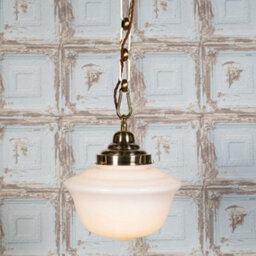 Frith Brass Opaque Retro Glass Schoolhouse Stairwell Pendant Light - Se Home - thumbnail 2