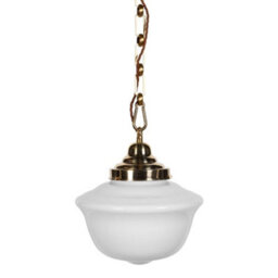 Frith Brass Opaque Retro Glass Schoolhouse Stairwell Pendant Light - Se Home - thumbnail 3