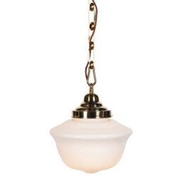 Frith Brass Opaque Retro Glass Schoolhouse Stairwell Pendant Light - Se Home - thumbnail 1