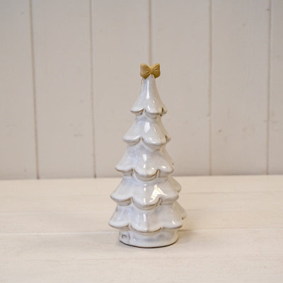 Four Candle Satchville Stone Glazed Ceramic Christmas Tree With Bow - image 1