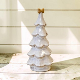 Four Candle Satchville Stone Glazed Ceramic Christmas Tree With Bow - thumbnail 2