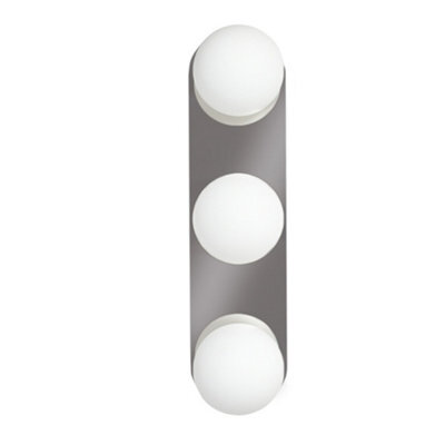 Valuelights Orbital Brushed Chrome 3 Way Opal Glass Ip44 Bathroom Flush Wall Ceiling Light - image 1