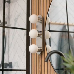 Valuelights Orbital Brushed Chrome 3 Way Opal Glass Ip44 Bathroom Flush Wall Ceiling Light - thumbnail 6