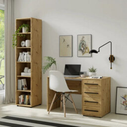 Arte Maxione 08 Bookcase 45Cm - Oak Artisan, Warm Woodgrain Five-Shelf Display - thumbnail 3