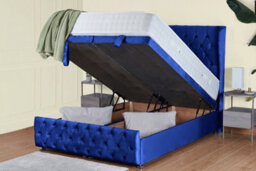 UKBEDFURNITURE Edwina Plush Blue End Opening Divan Ottoman Bed With 54 Inch Headboard - thumbnail 2