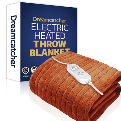 Dreamcatcher Deluxe Terracotta Electric Throw Heated Double Over Blanket Soft Fleece  9 Heat & 12 Timer Settings - image 1