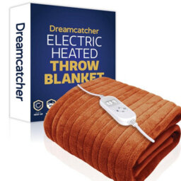 Dreamcatcher Deluxe Terracotta Electric Throw Heated Double Over Blanket Soft Fleece  9 Heat & 12 Timer Settings