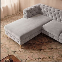 Monaco Chesterfield 3 Seater Chaise Sofa Light Grey Velvet L Shaped Corner- Left Hand Deep Buttoned Upholstery Couch Lounge - thumbnail 2