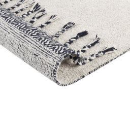 Beliani Handwoven Cotton Rug 140 X 200 Cm White Black Tassels Geometric Modern Boho - thumbnail 5