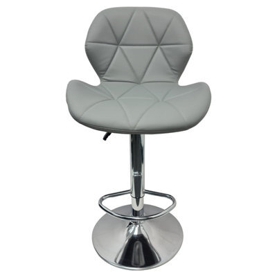 Neel Blue Swivel Bar Stool, Adjustable Height Faux Leather Breakfast Modern Chair, Grey - image 1