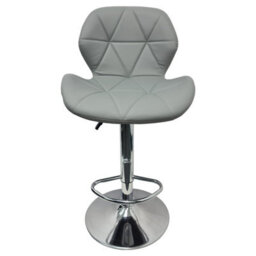 Neel Blue Swivel Bar Stool, Adjustable Height Faux Leather Breakfast Modern Chair, Grey