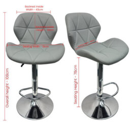 Neel Blue Swivel Bar Stool, Adjustable Height Faux Leather Breakfast Modern Chair, Grey - thumbnail 2
