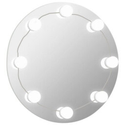 Berkfield Wall Mirror With Led Lights Round Glass - thumbnail 2
