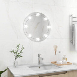 Berkfield Wall Mirror With Led Lights Round Glass - thumbnail 3