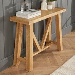 The Furniture Market Marbury Oak Small Trestle Console Hall Table - thumbnail 3