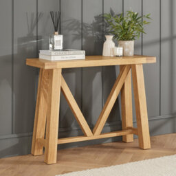 The Furniture Market Marbury Oak Small Trestle Console Hall Table - thumbnail 2
