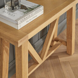 The Furniture Market Marbury Oak Small Trestle Console Hall Table - thumbnail 4