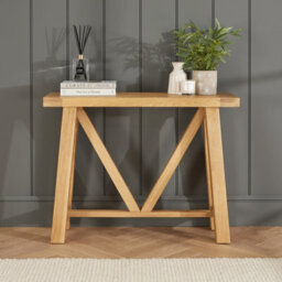 The Furniture Market Marbury Oak Small Trestle Console Hall Table