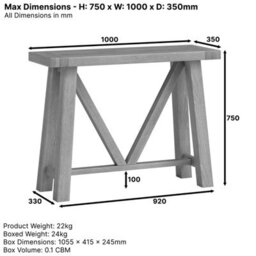The Furniture Market Marbury Oak Small Trestle Console Hall Table - thumbnail 9