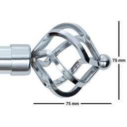 A.unique Home Twisted Metal Extendable Curtain Pole With Rings And Fittings (25/28mm) - Nickel, 180Cm - 340Cm Approx - thumbnail 5