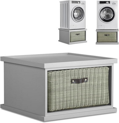 Statement Furniture Tetbury Washing Machine Stand With Storage Basket, Dryer Pedestal - Dove Grey - image 1