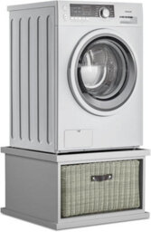 Statement Furniture Tetbury Washing Machine Stand With Storage Basket, Dryer Pedestal - Dove Grey - thumbnail 3