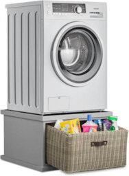 Statement Furniture Tetbury Washing Machine Stand With Storage Basket, Dryer Pedestal - Dove Grey - thumbnail 5