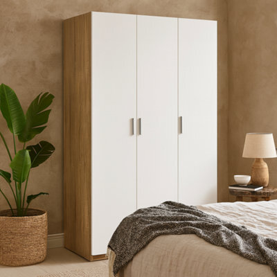 Wyld Haus Daejeon 3-Door Wardrobe In White And Natural Oak Effect - image 1