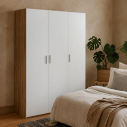 Wyld Haus Daejeon 3-Door Wardrobe In White And Natural Oak Effect - thumbnail 2
