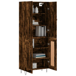 Berkfield Elegant Highboard Smoked Oak 69.5X34X180 Cm Engineered Wood - thumbnail 3