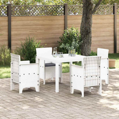 Berkfield Garden Dining Set 5 Pcs White Polt Rattan - image 1