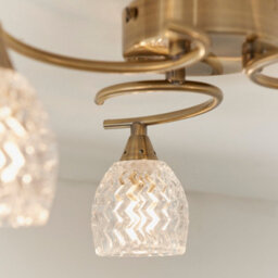 Anson Lighting Georgia 3Lt Ceiling Light In  Antique Brass Plate & Clear Glass - thumbnail 7