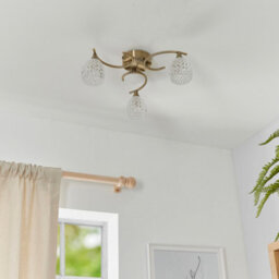 Anson Lighting Georgia 3Lt Ceiling Light In  Antique Brass Plate & Clear Glass - thumbnail 6